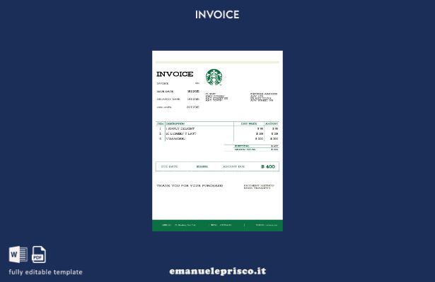 modello di fattura Starbucks USA in stile verificato()